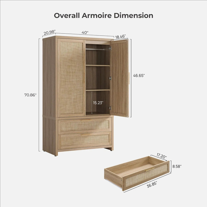 Savanna Set of 2 Wardrobes, Dresser, Nightstands Set