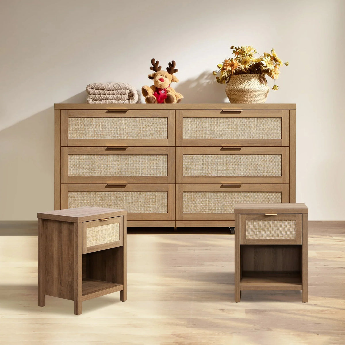Savanna Nightstand and 6-Drawers Dresser Set