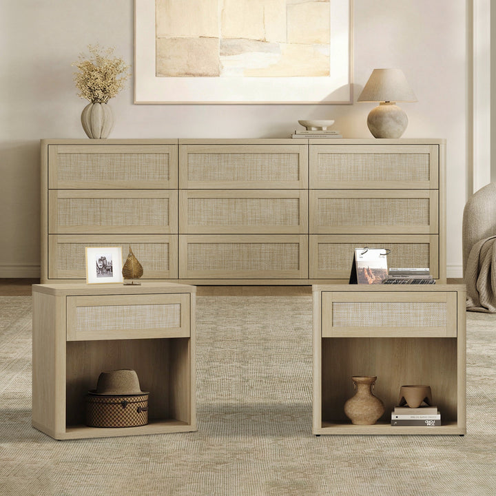 Zura Sectional Bedroom Sets, Large Storage for Bedroom - Sand Oak - 1 Set