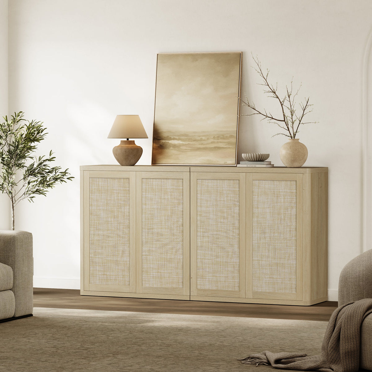 Zura Sectional Sideboards Set of 2, Sand Oak