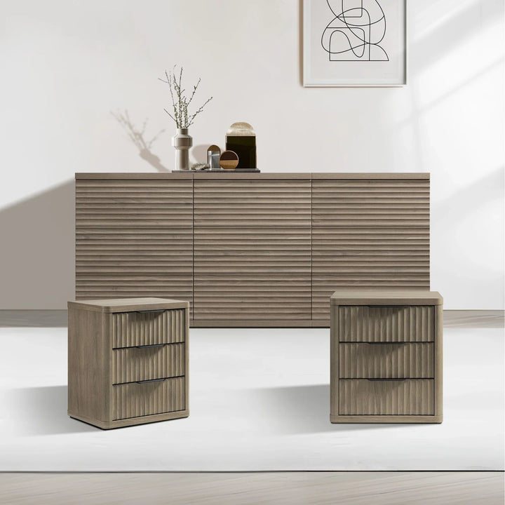 Stria 9-Drawer Dresser and Cas 3-Drawer Nightstand Set