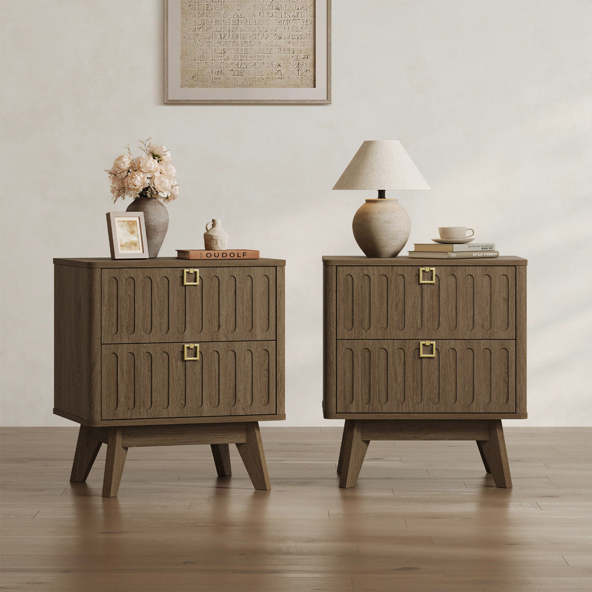 Domus 2-Drawer Nightstand, Modern Design