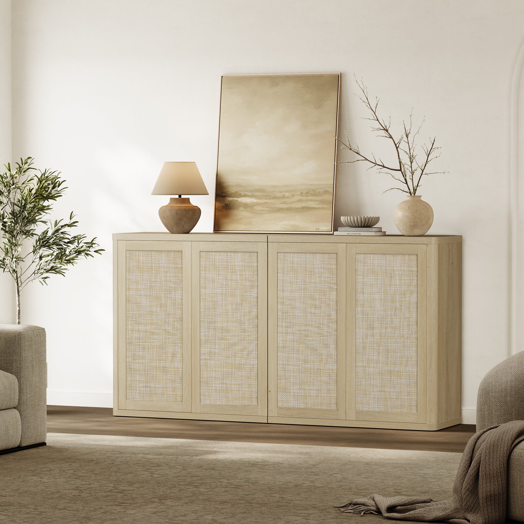 Zura Rattan Sideboards Set of 3, Sectional Design