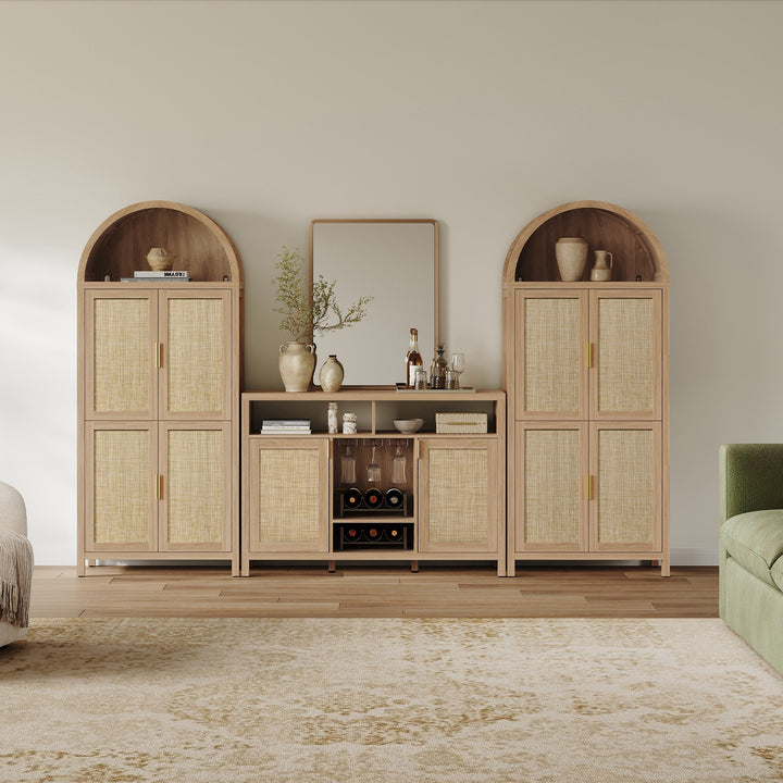 Savanna Bar Cabinet with Glass Holder - 2 Pieces - Black Oak