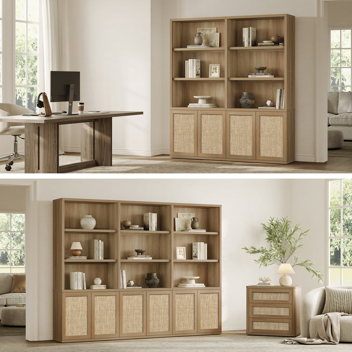 Zura Rattan Bookcase, 71 Inches Tall