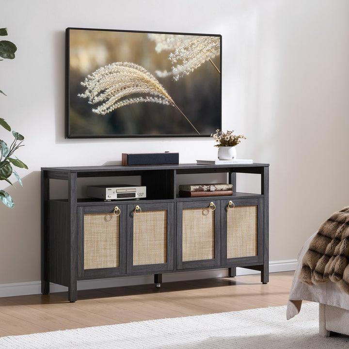 Terra White TV Stand for 65 Inch TV - 1 Piece - Carbon Cherry