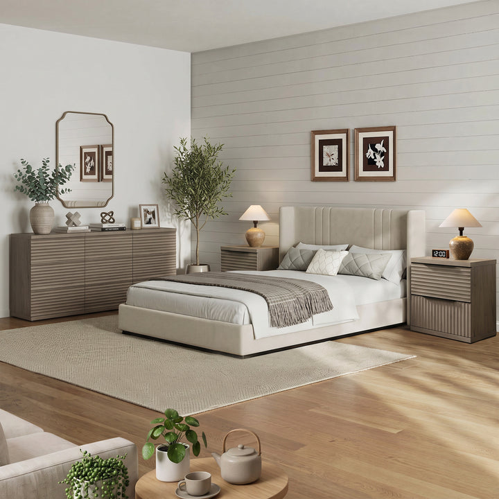 Stria Dresser and Nightstands Set, Large Storage