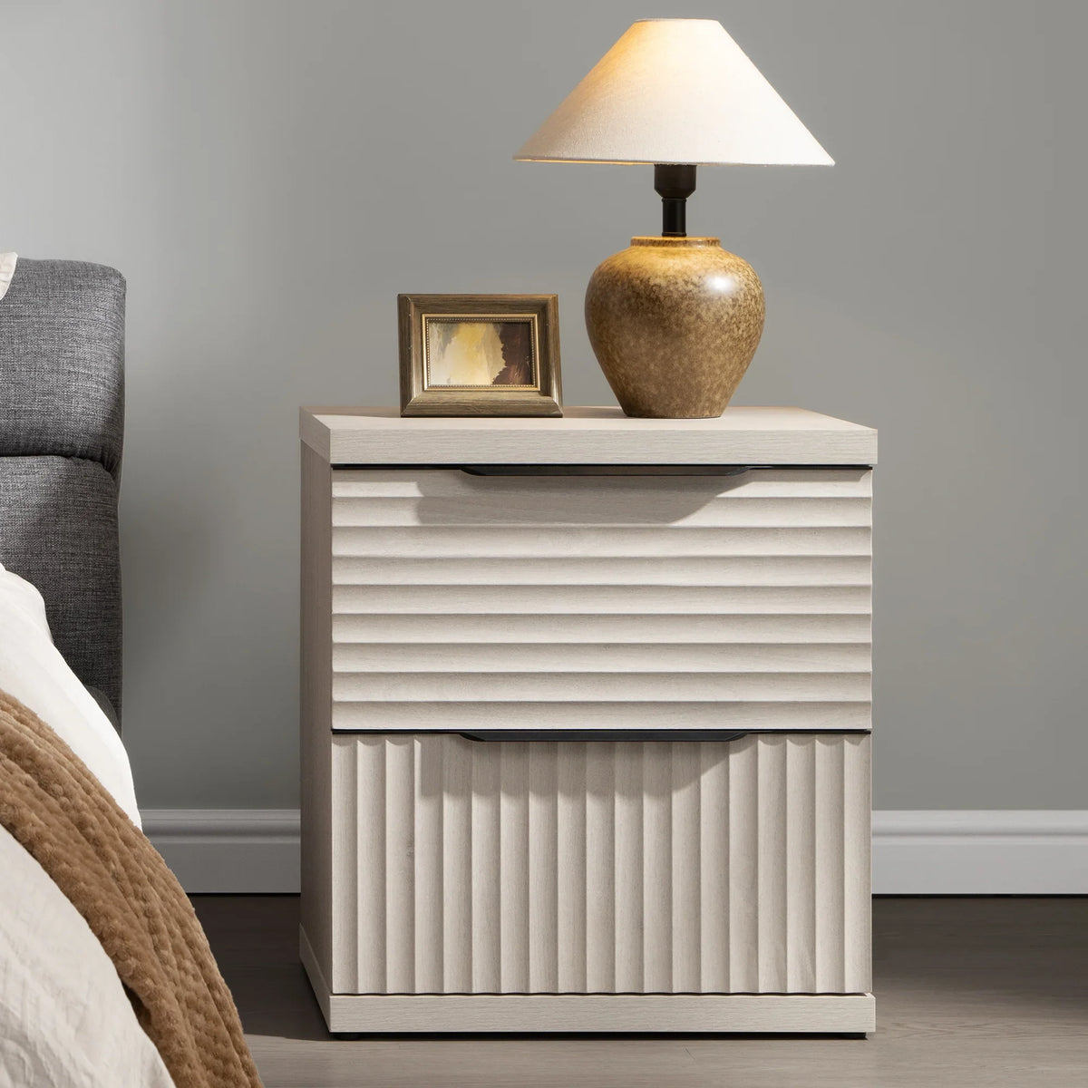 Stria 2 Drawers Nightstand for Bedroom