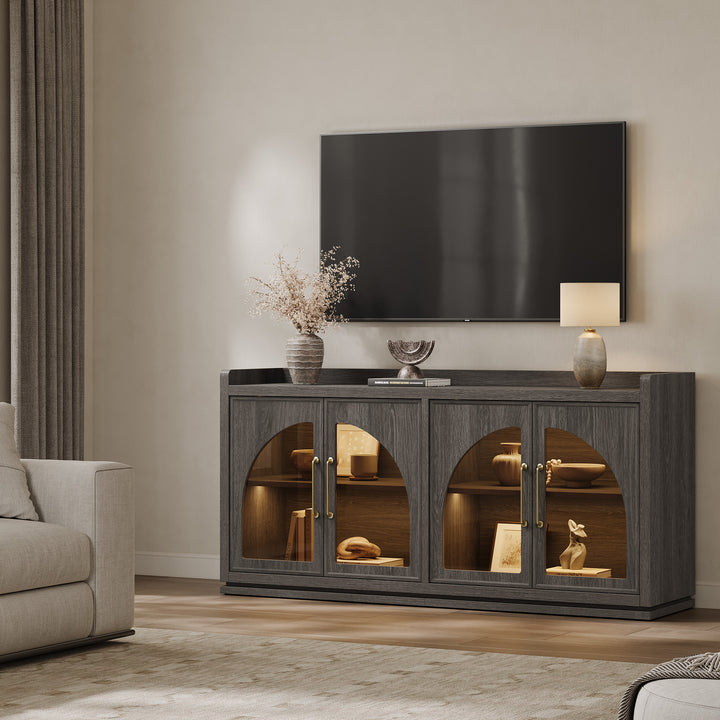 Helio Glass-Door Buffet Cabinet with Lights