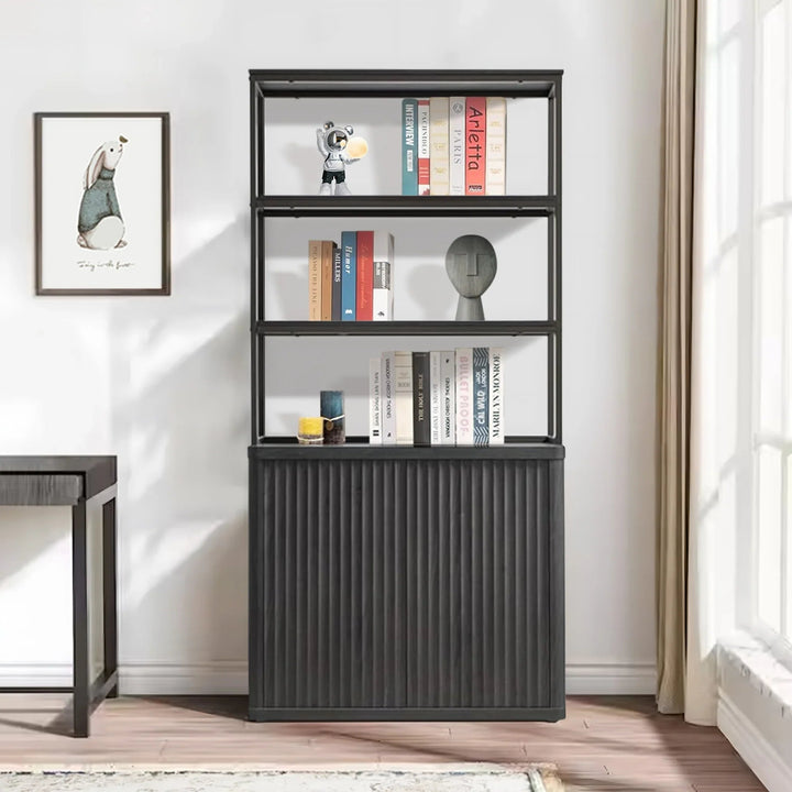 Cas 70.9Inch Bookshelf With 2 Doors, Set of 3