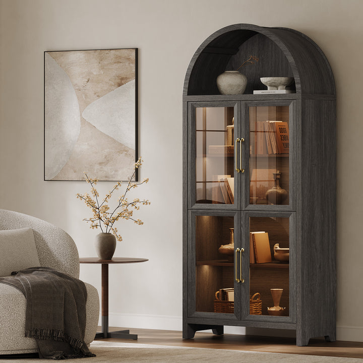 Helio Modern Glass-Door Display Cabinet