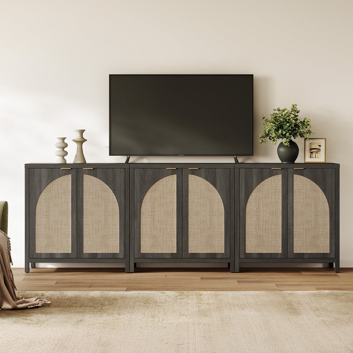 Savanna Buffet Cabinet, 2 Arched Doors,  Set of 3