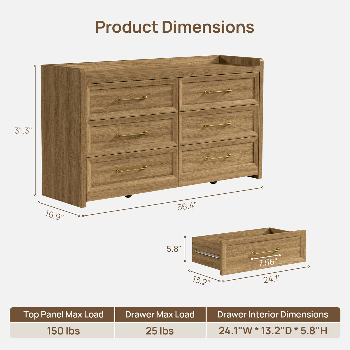 Helio 6 Drawers Dresser and Nightstand