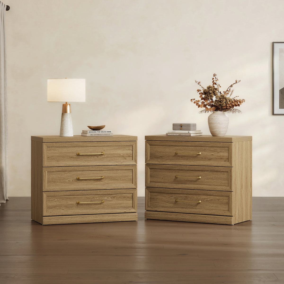 Helio Modern Nightstand with 3 Drawers, 30'' Wide