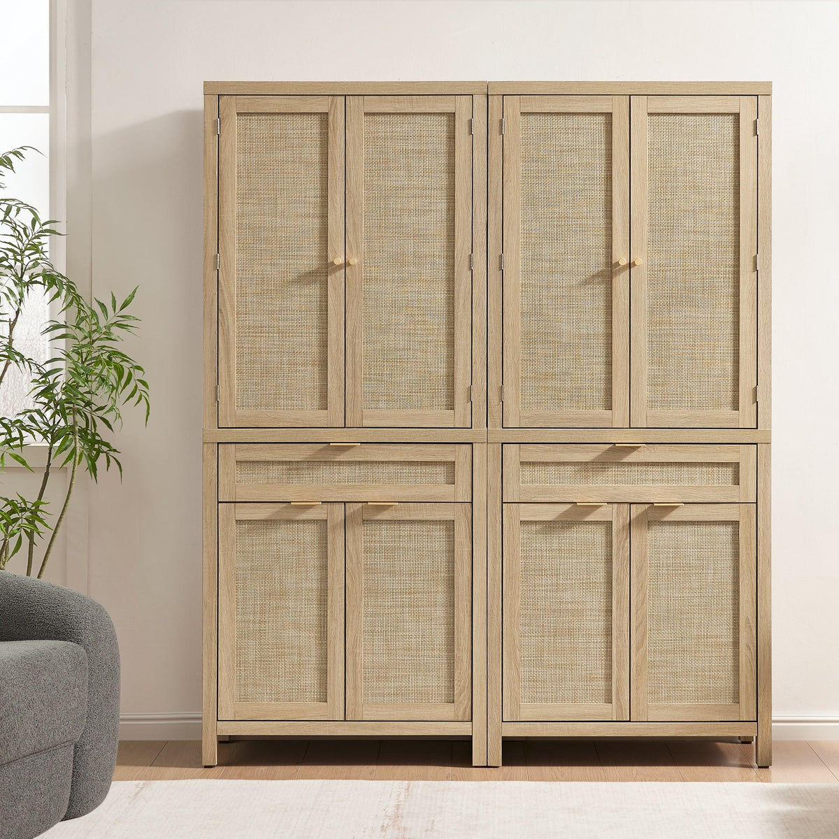 Savanna Pantry Cabinet,Rattan Door