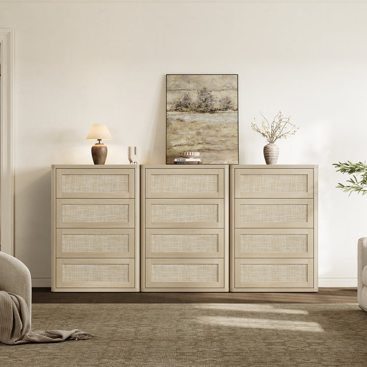 Zura Rattan 4-Drawer Dresser, Bedroom Storage