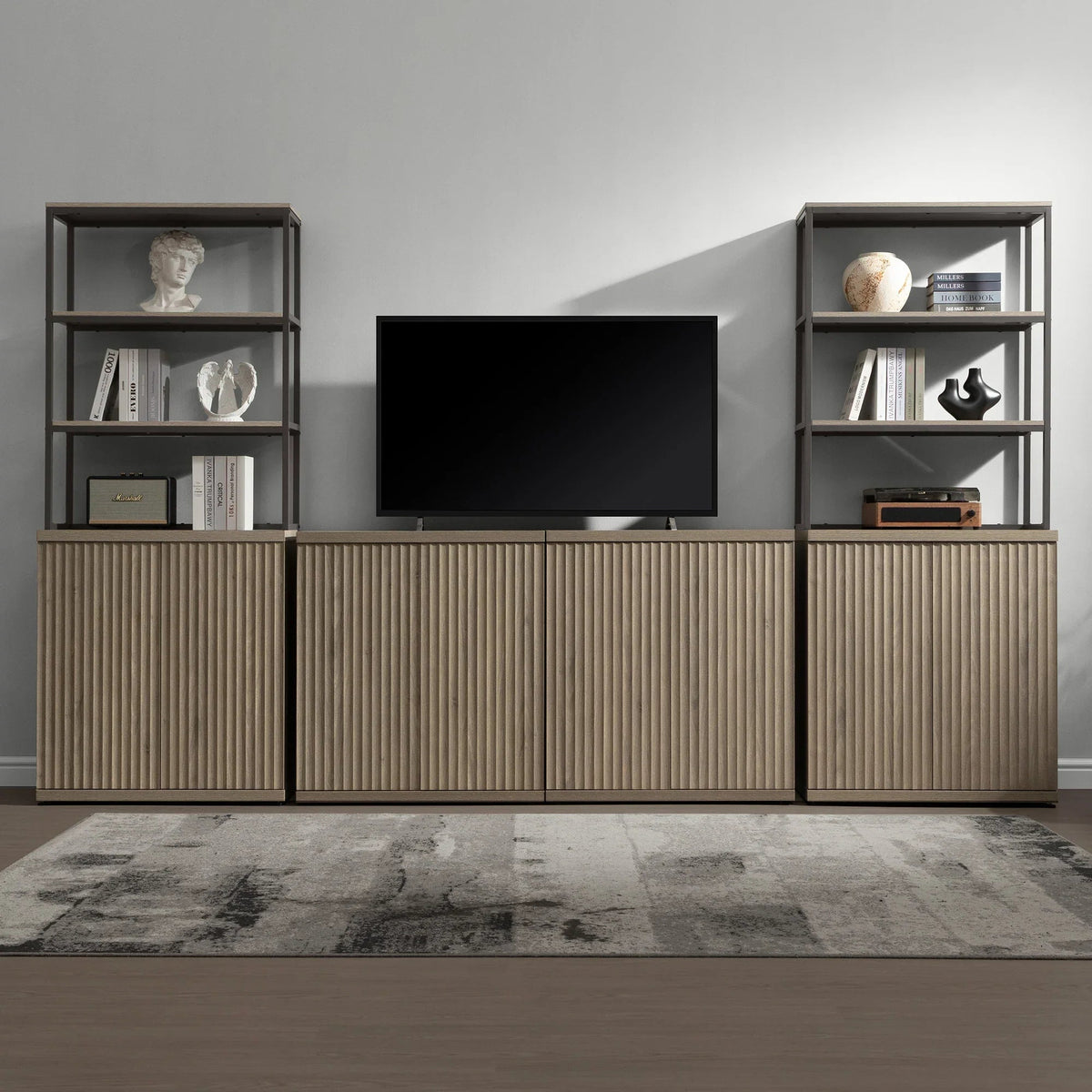 Stria Book Shelf with Doors, Set of 2