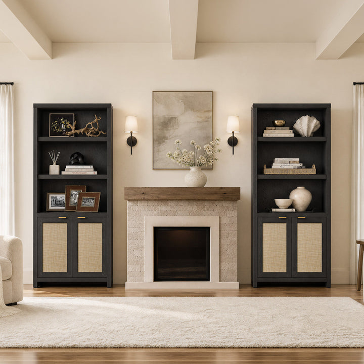 Savanna 70.9Inch Bookcase with Door, Set of 2