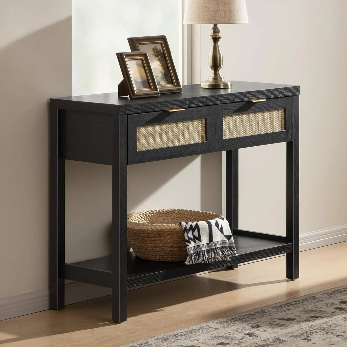 Savanna Rattan Console Table for Entryway