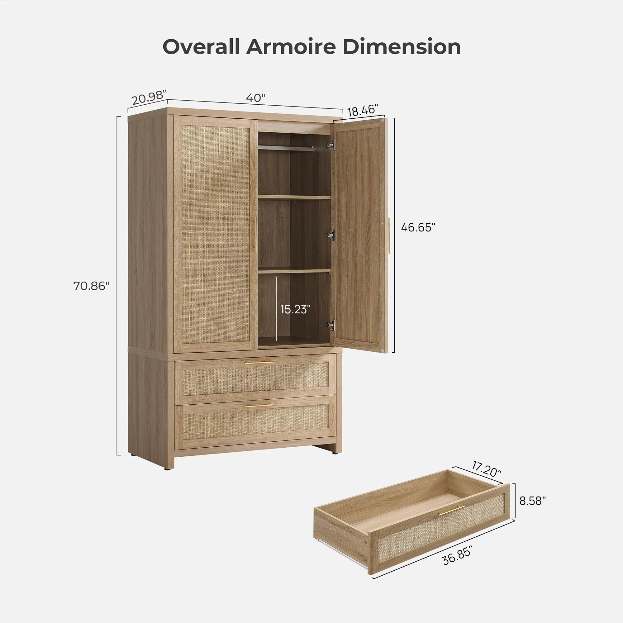 Savanna Dresser, Nightstand and Wardrobes Closet Set