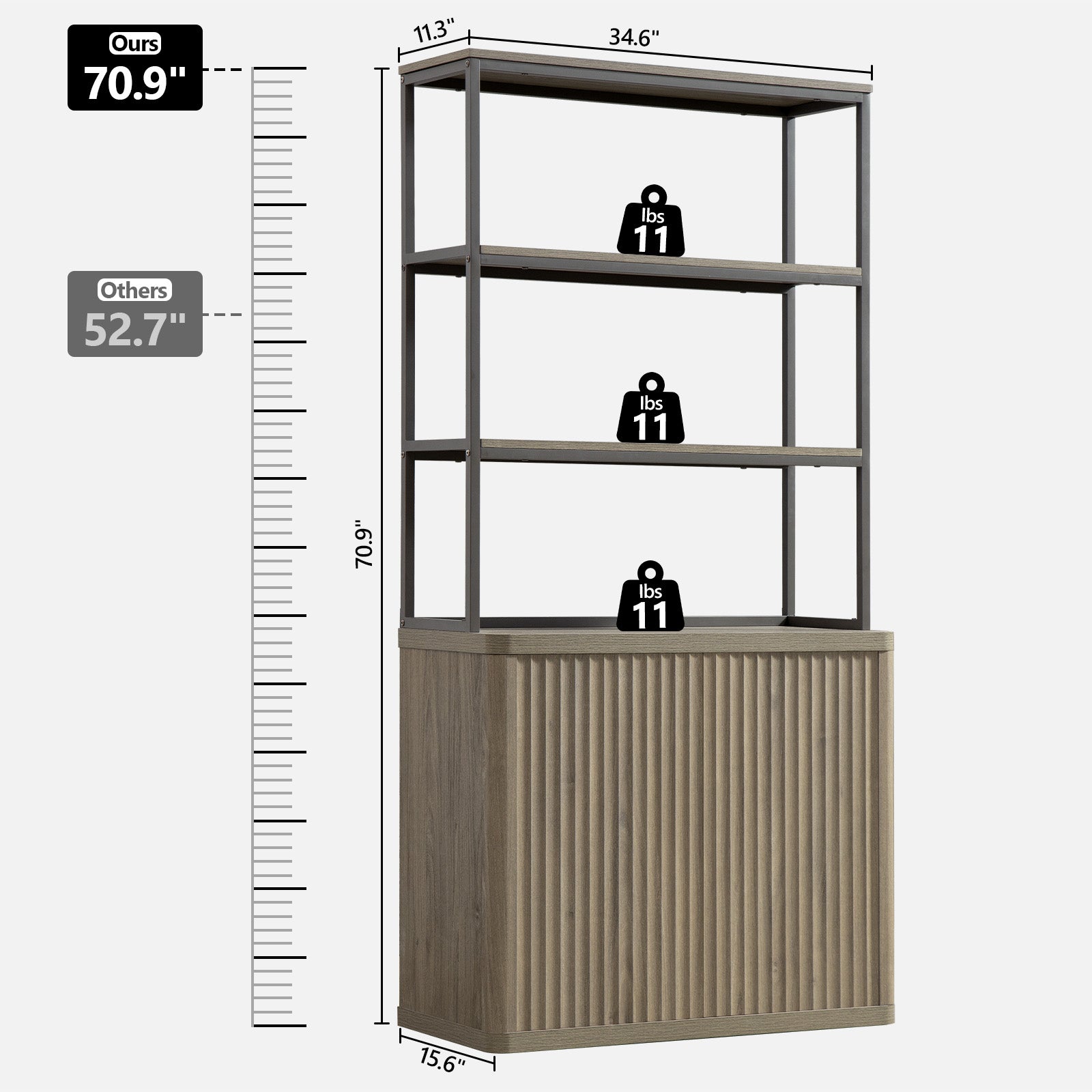 Cas 70.9Inch Bookshelf With 2 Doors
