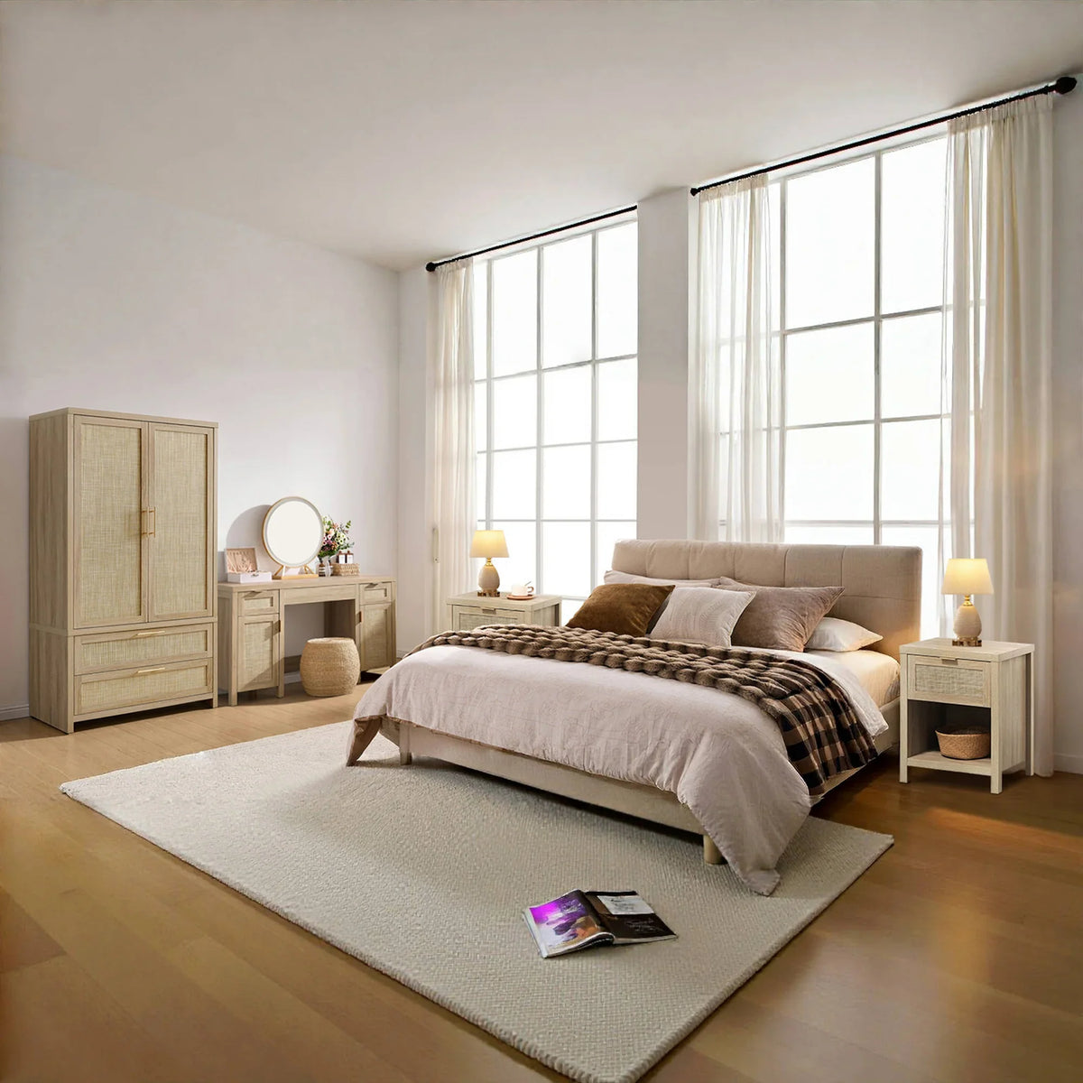 Savanna Vanity Table, Wardrobe and Nightstand Set