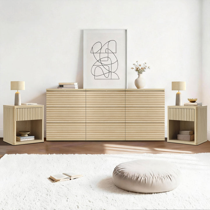 Stria 9-Drawer Dresser and Cas Nightstand Set