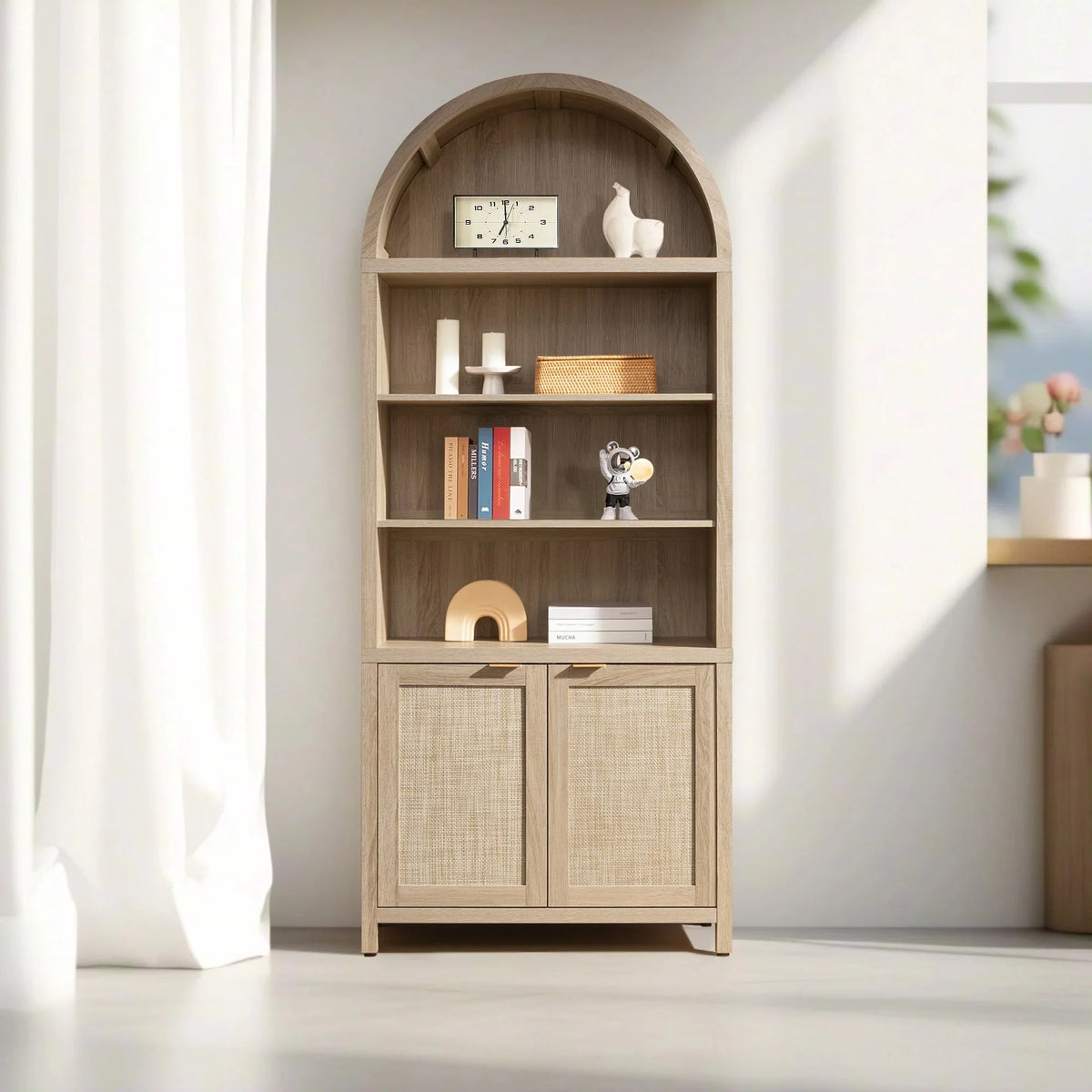 Savanna Arched Bookcase with Storage
