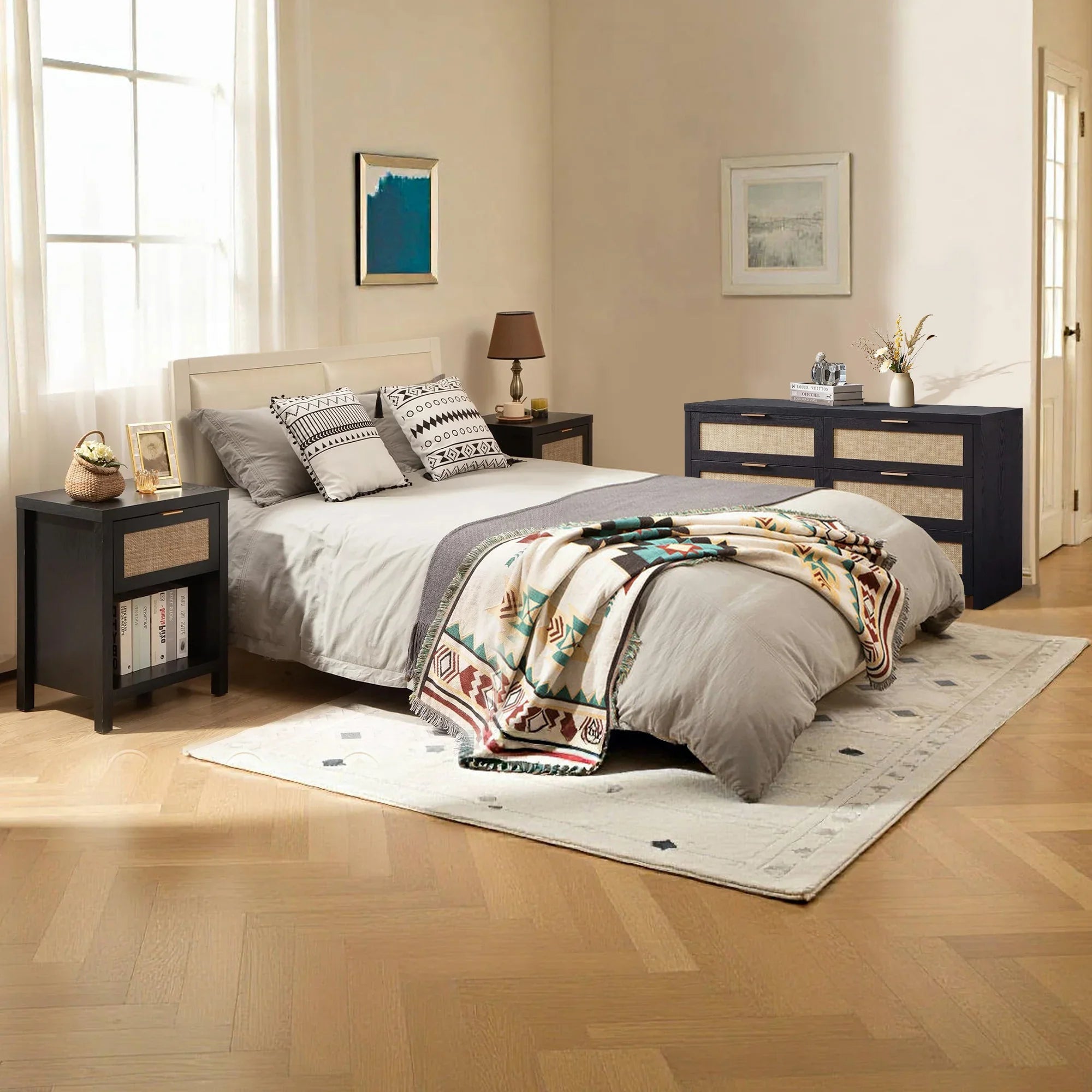 Savanna Nightstand and 6-Drawers Dresser Set