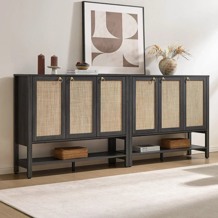 Terra Rattan Shoe Cabinet with Storage, Set of 2