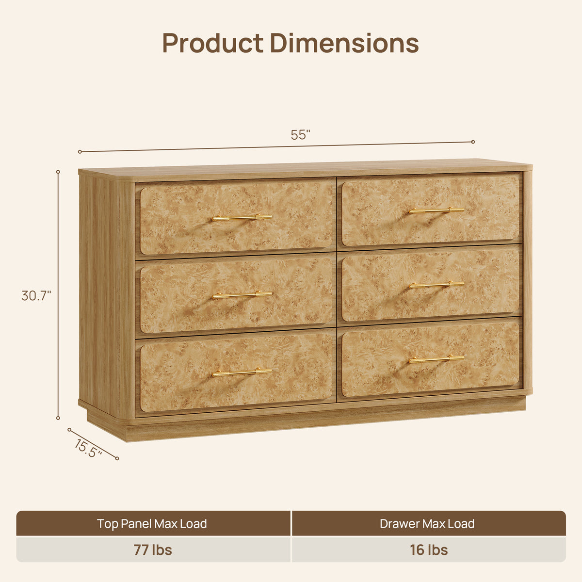 Burluxe Luxury Modern Dresser and Nightstands Sets