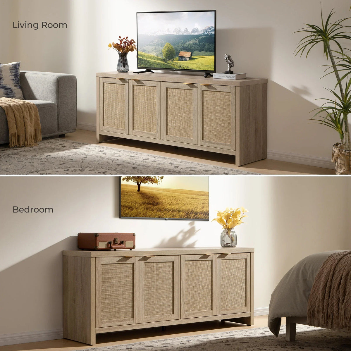Savanna TV Storage Cabinet with 4 Doors, up to 65''