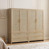 Savanna Rattan Wardrobe, 2 Drawers - 2 Pieces - Reclaimed Light Oak