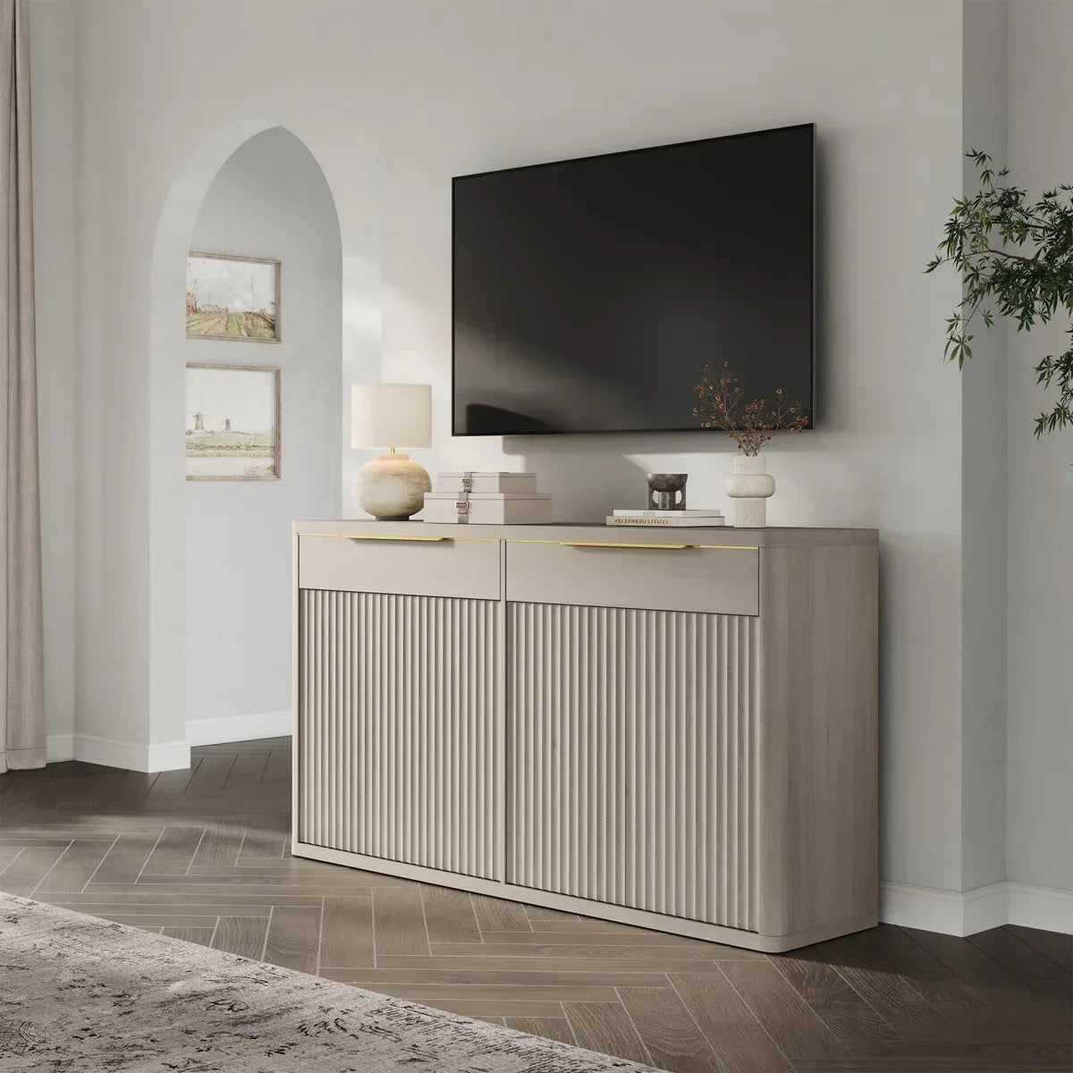 Cas Sideboard Buffet with 2 Drawers - 1 Piece - Grey Alder