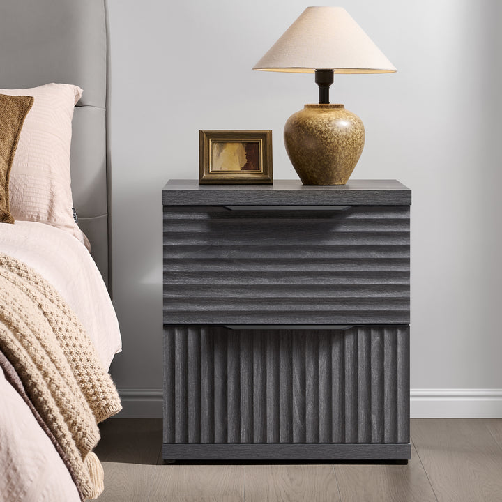 Stria 2-Drawer Nightstand with Interchangeable Panels