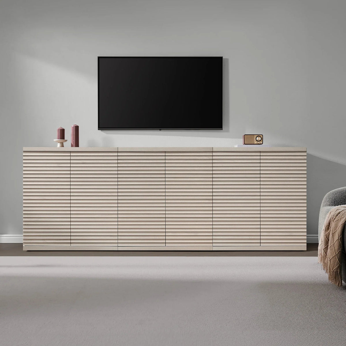 Stria Fluted Sideboards with 2 Doors, Set of 3