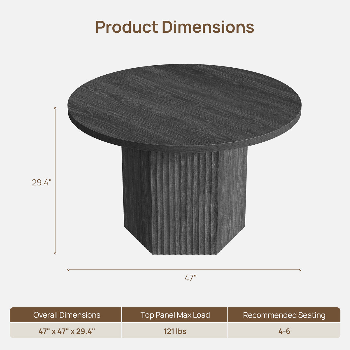 Cas Dining Table and Chairs Set for 6, Solid Wood