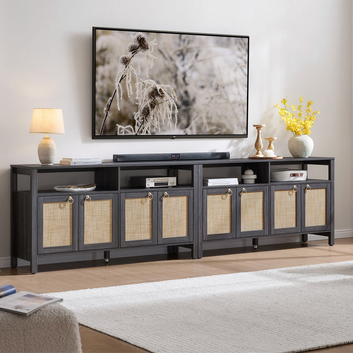 Terra White TV Stand for 65 Inch TV - 1 Piece - Obsidian