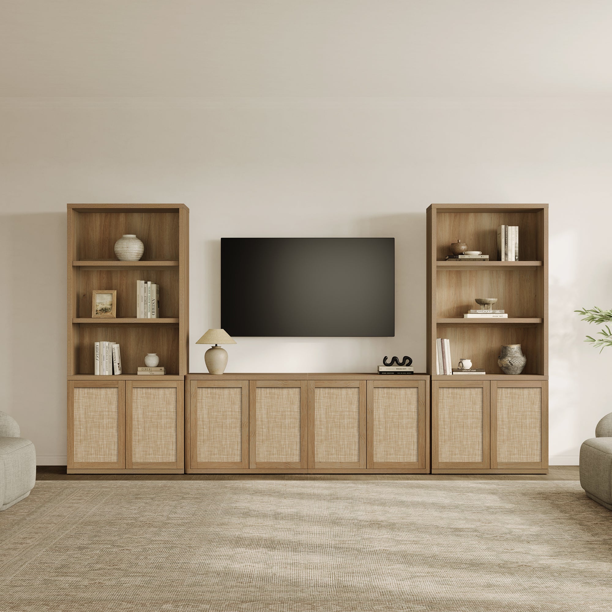 Zura Rattan Bookcase, 71 Inches Tall