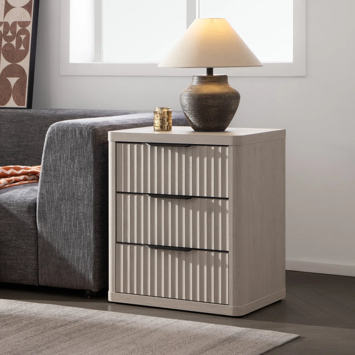 Cas 3 Drawers Nightstand with Black Handle