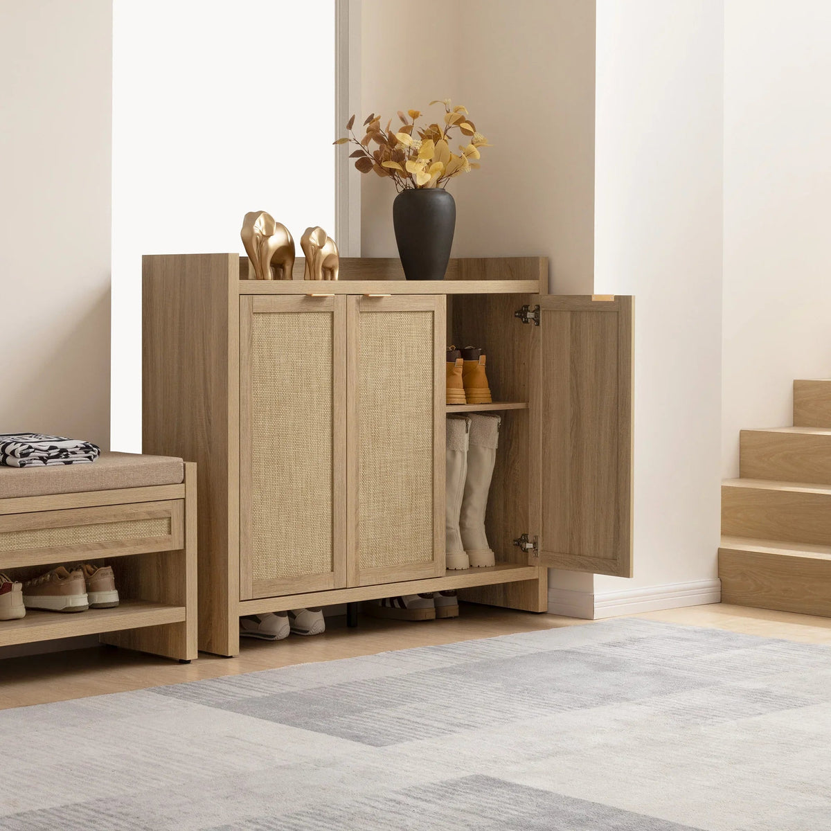 Savanna Black Shoe Cabinet, 30 Pairs Shoes