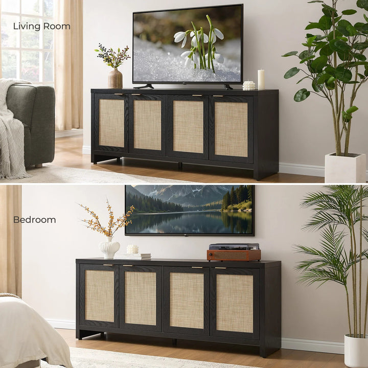 Savanna TV Stand, 4 Doors - 1 Piece - Reclaimed Caramel Oak