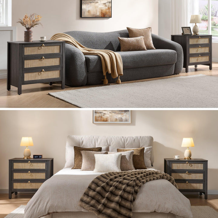 Terra Bedside Table, 3 Drawers