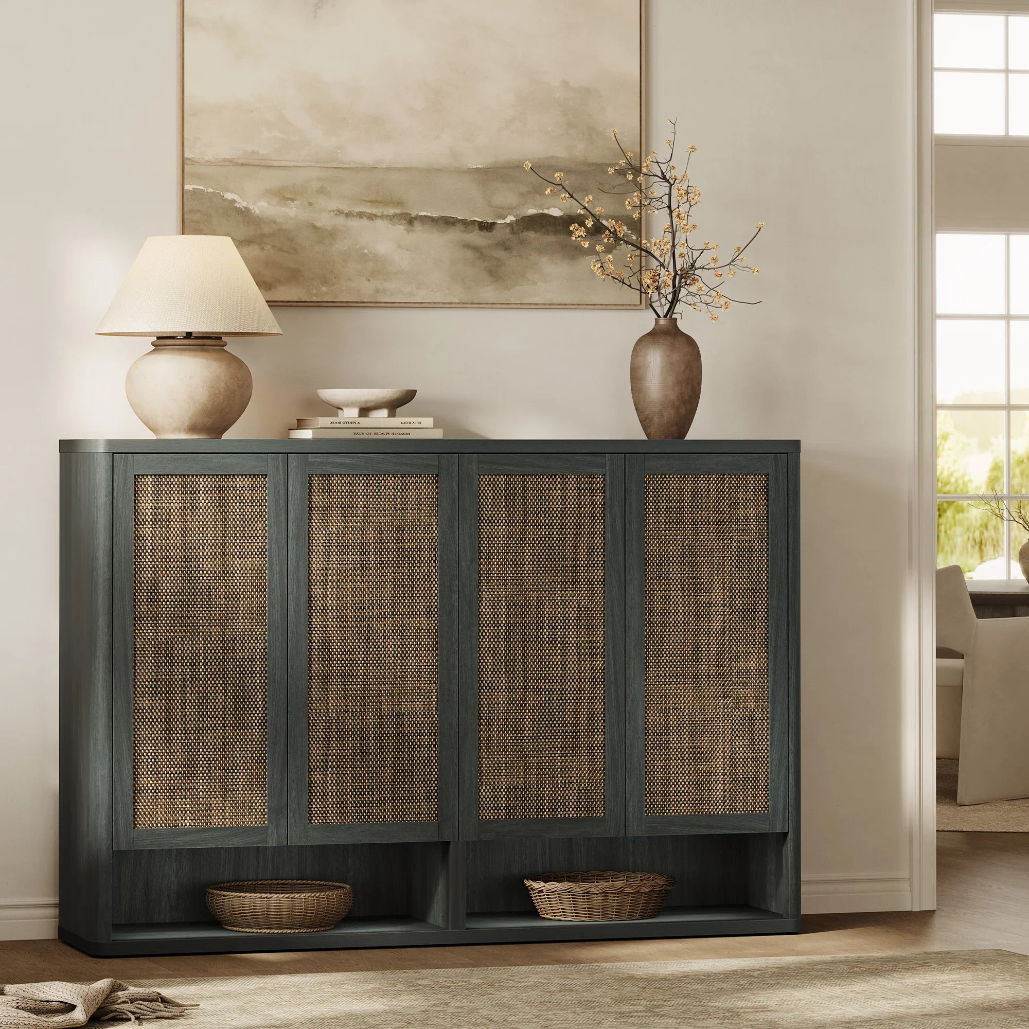 Zura Modular Rattan Shoe Cabinet, 40 Pairs