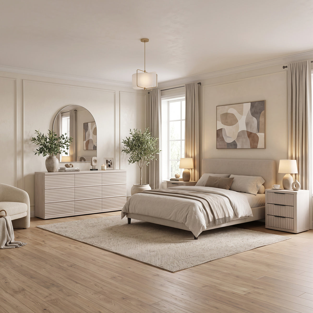 Stria 9-Drawer Dresser and Cas 3-Drawer Nightstand Set