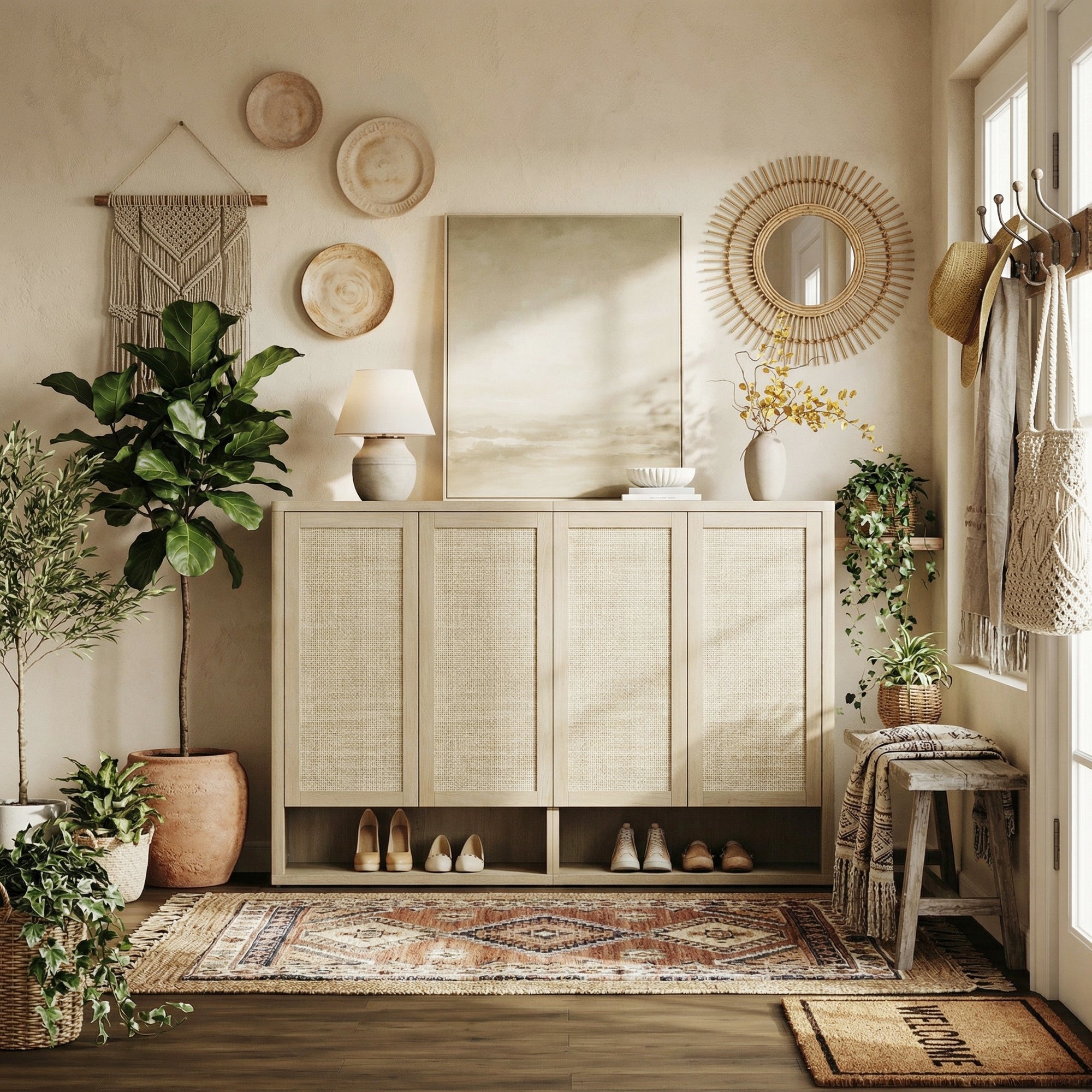 Zura 50-Pair Shoe Cabinet with 4 Doors