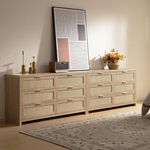 Savanna Boho 6 Drawer Dresser, Bedroom Storage, Set of 2