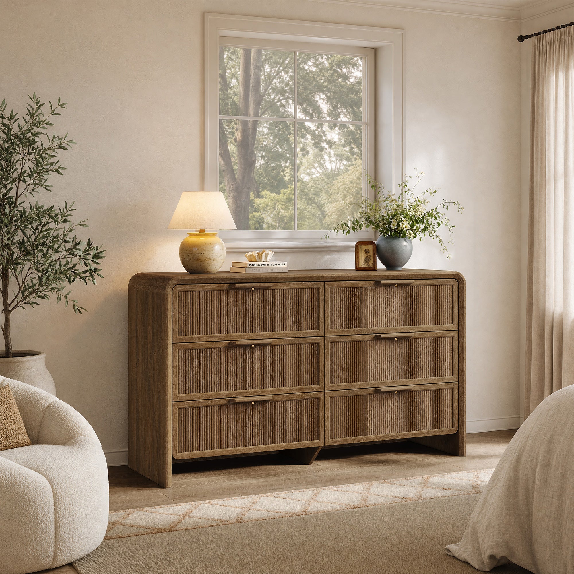 Alina 55'' Wide Bedroom Dresser with 6 Drawers, Set of 2
