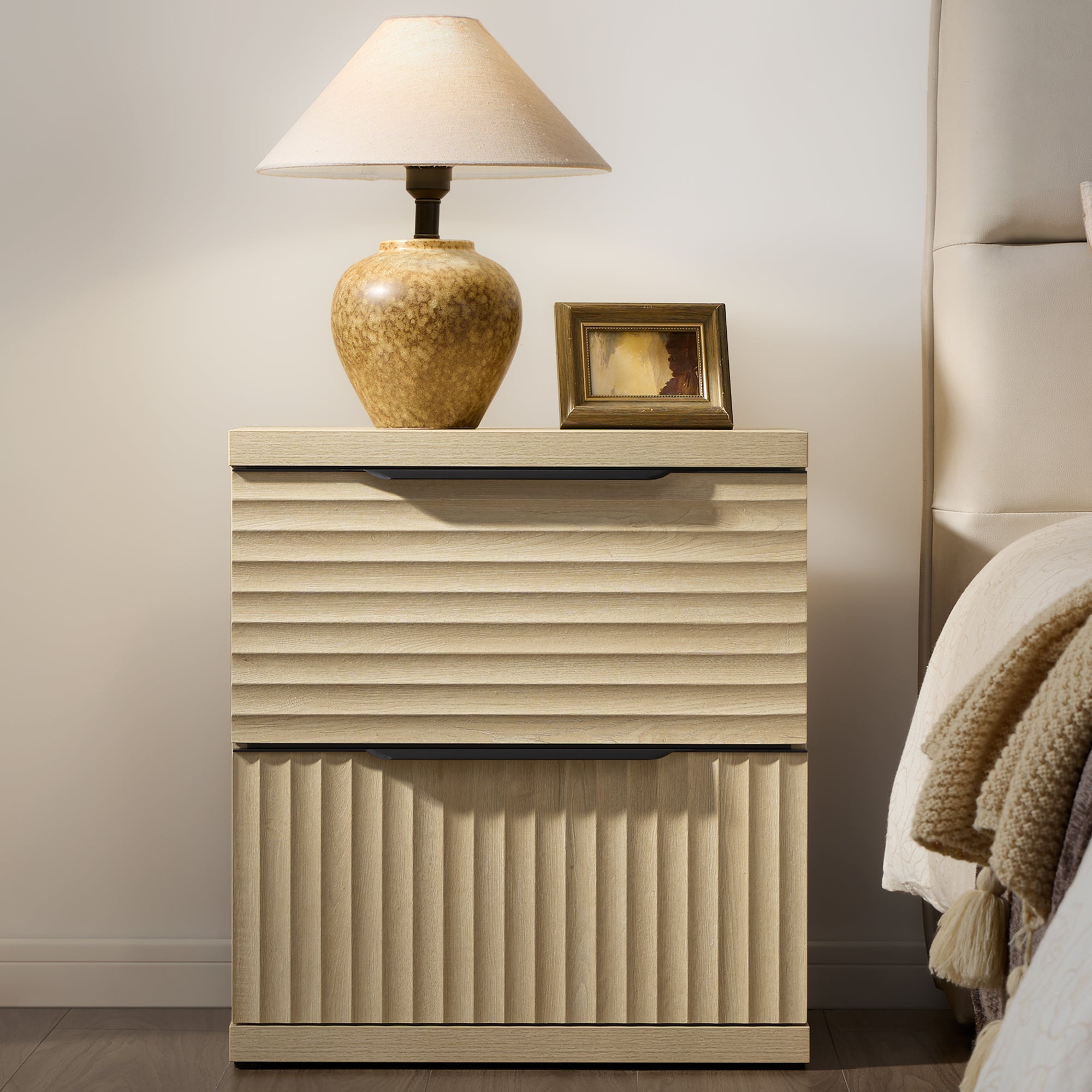Stria 2-Drawer Nightstand with Interchangeable Panels