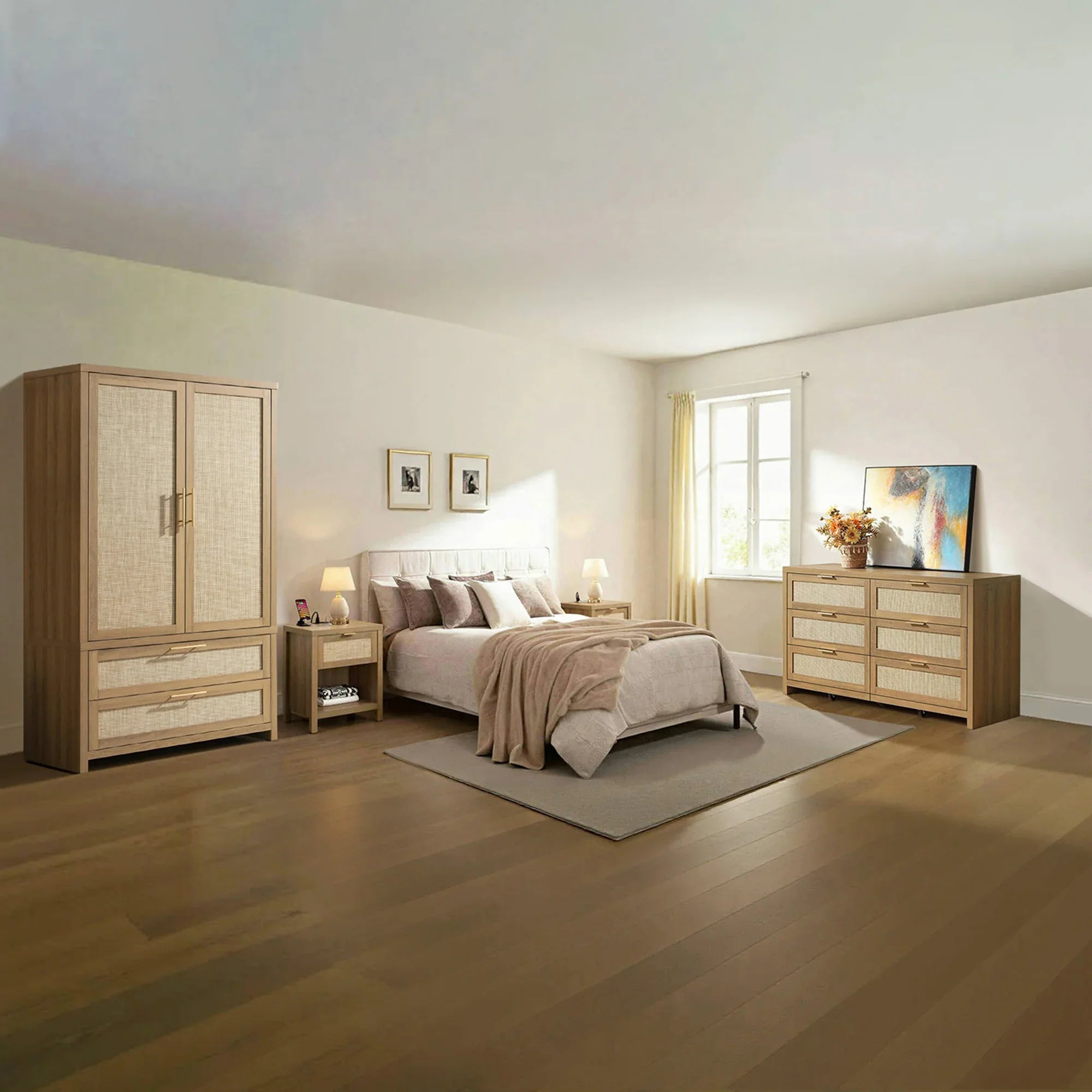 Savanna Dresser, Wardrobe and Nightstands with Charger Set